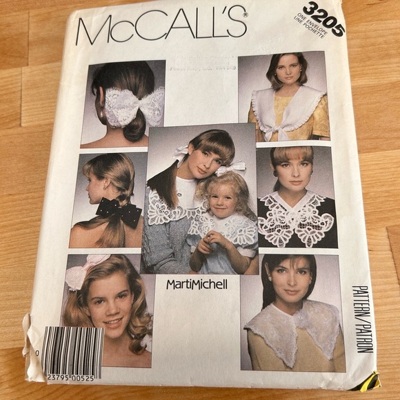 McCall's Pattern 3205- collars and hair bows for women and children . Uncut - Picture 9 of 10